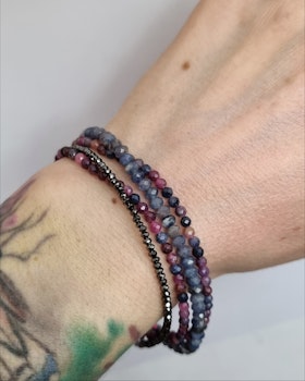 Gnistrigt svart Diamantarmband - till 20 cm