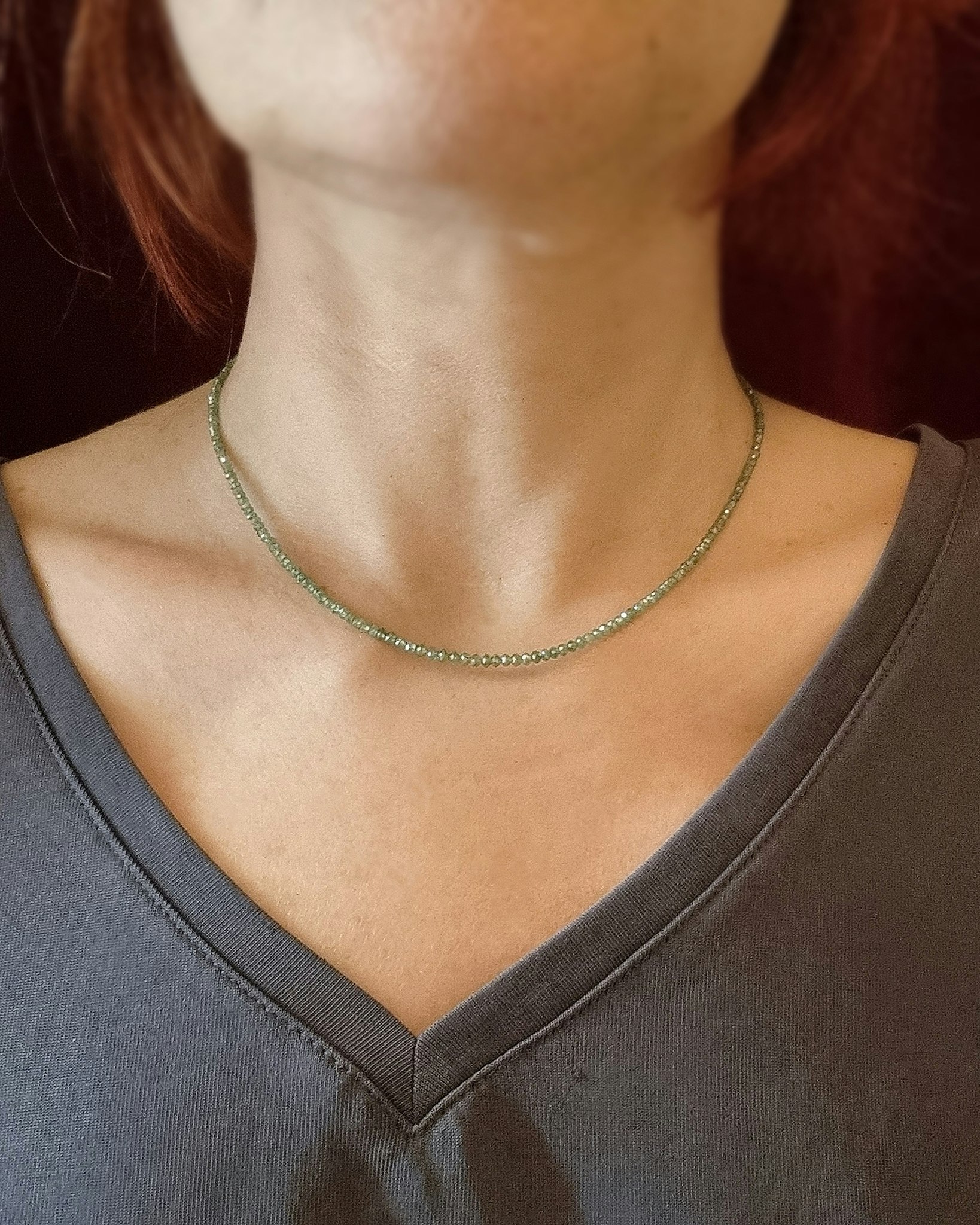 Ljusgrönblått gnistrigt Diamantcollier - 16 ct