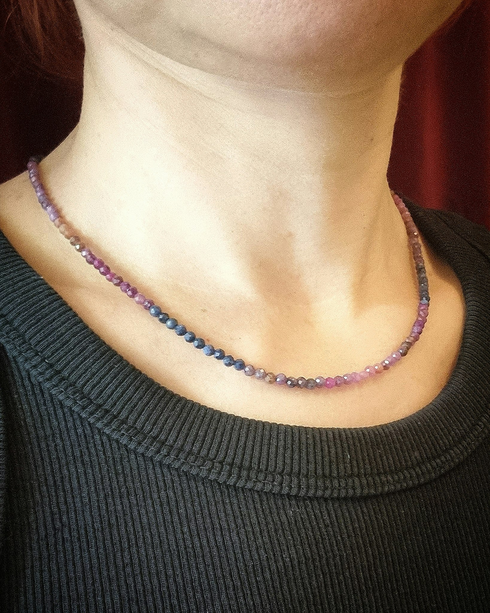 Flerfärgat Safircollier - 44,5 cm