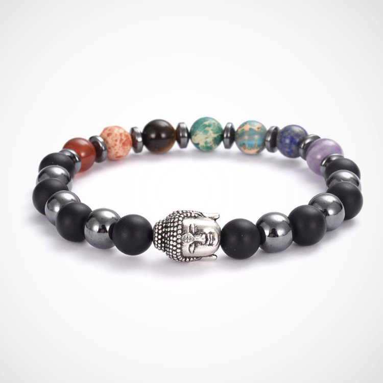 Buy Buddha bracelet in natural stone and the colors of the chakras.