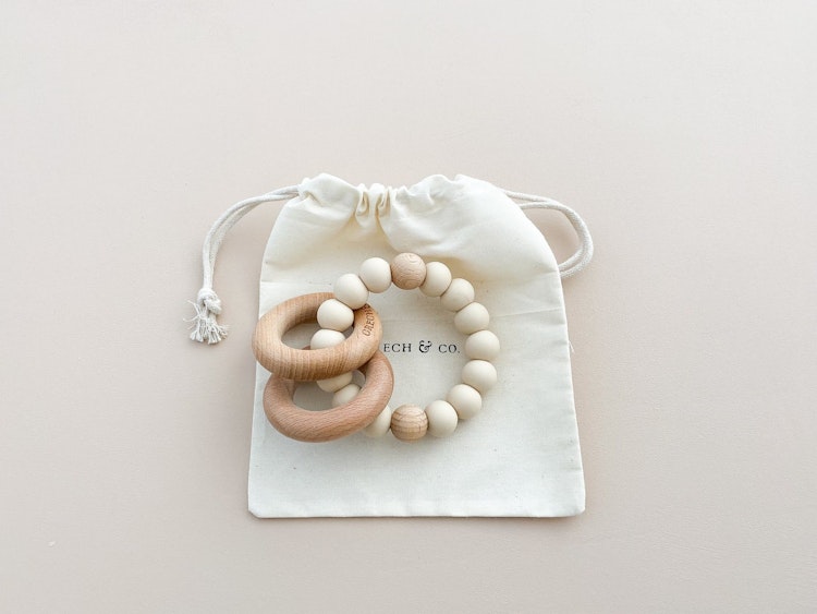 SEDONA TEETHING RING + RATTLE - BUFF