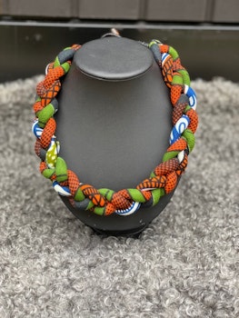Halsband "Flätat" Rost/grön