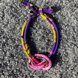 Dubbelt halsband med knut rosa/lila