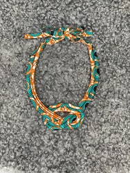 Halsband med knut orange/turkos