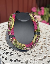 Dubbelt grövre halsband cerise/brun nyans
