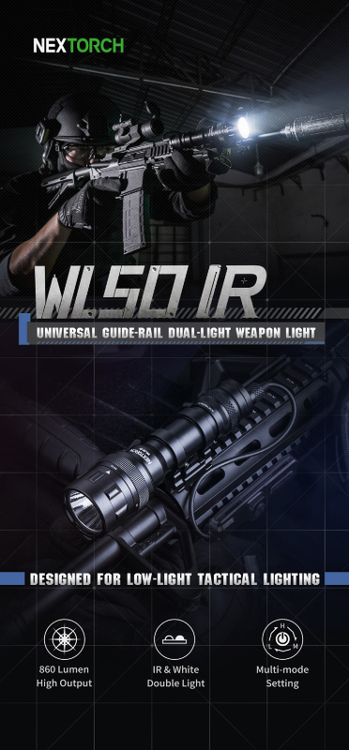 NEXTORCH WL50 IR Weapon Flashlight - Vapenlampa 860LM