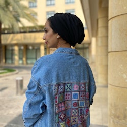 Arabesque Lower Back Print Denim Jacket