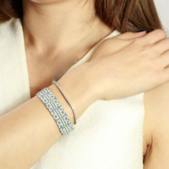 Moody Blue Handmade Beaded Bracelet - Chain Mail