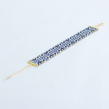 Navy Blue Handmade Beaded Chain Mail Bracelet