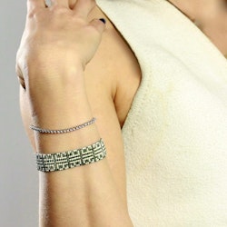 Olive Green Handmade Beaded Chain Mail Bracelet