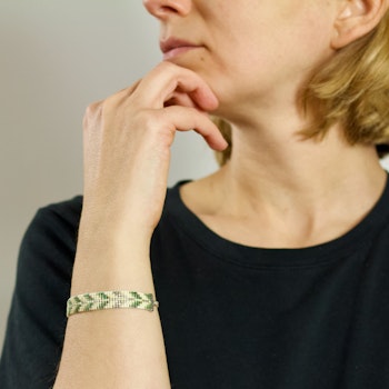Handmade Bead Bracelet - The Trees, in Olive Green