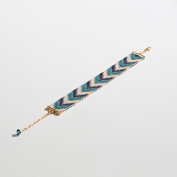Handmade Blue Beaded Bracelet - Sickles | Palestinian-Tatreez