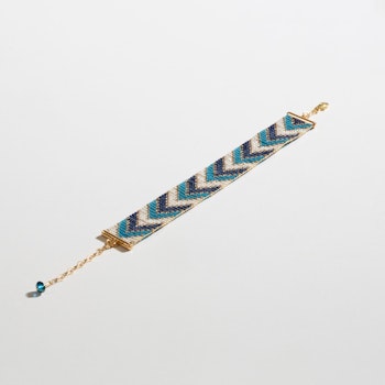 Handmade Blue Beaded Bracelet - Sickles | Palestinian-Tatreez