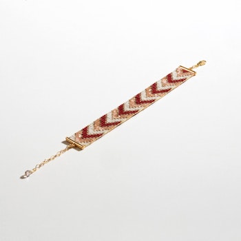 Handmade Red Beaded Bracelet - Sickles | Palestinian-Tatreez