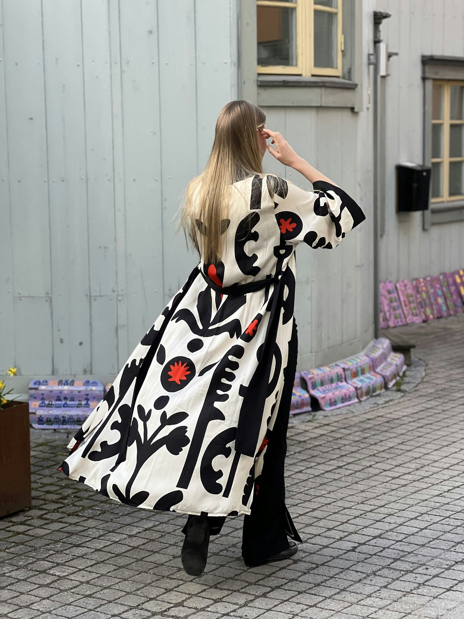 Kimono - Svart Print