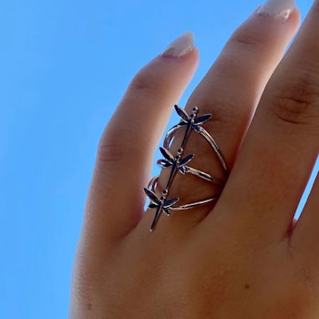 Dragonfly Long Ring - Silver
