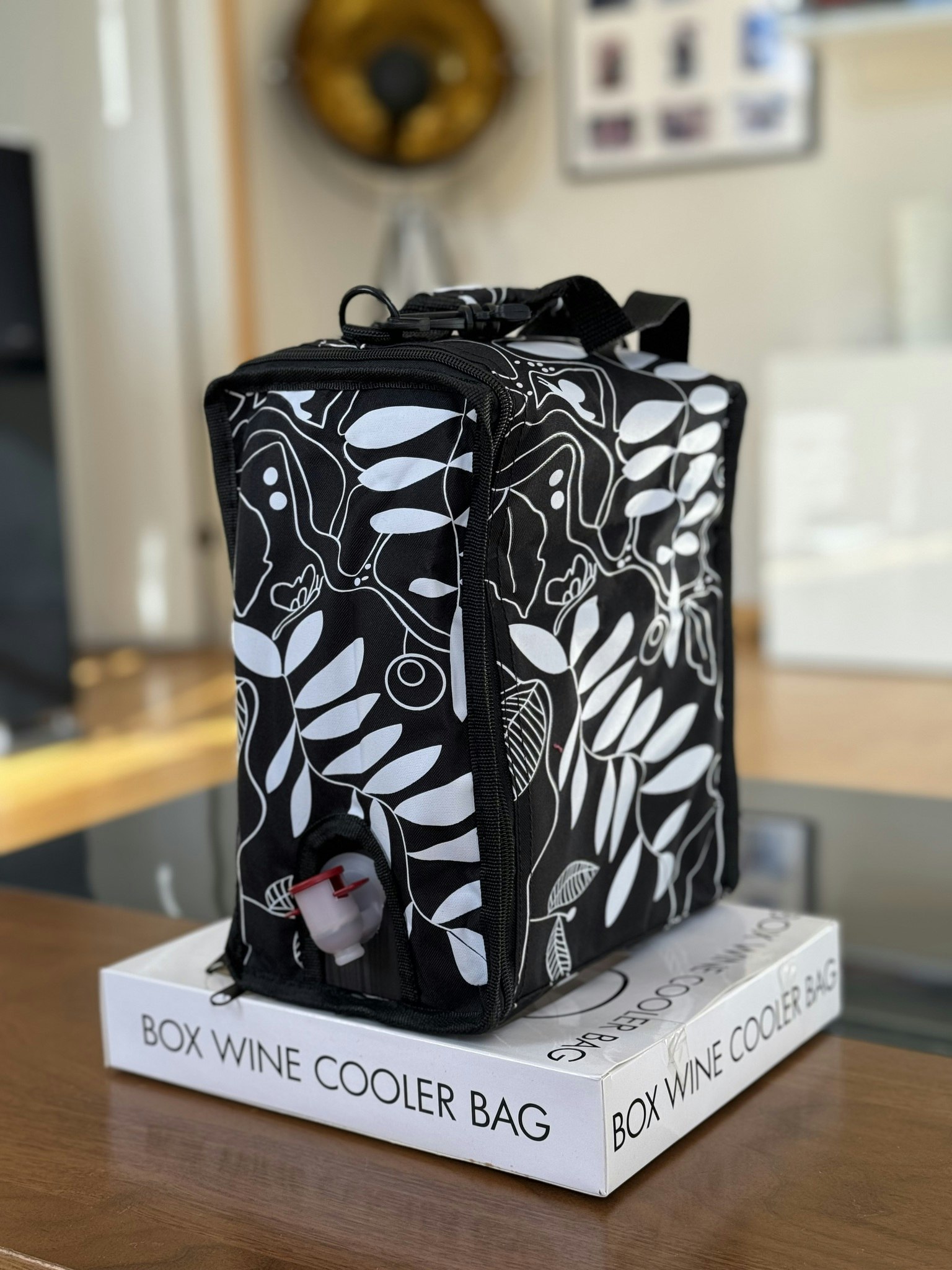 Box wine cooler bag - Vit/svartmönstrad