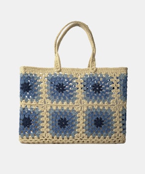 Grids Crochet Basket - Blue