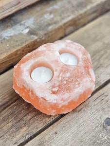 Himalaya Saltkristall, ljuslykta orange 2 hål