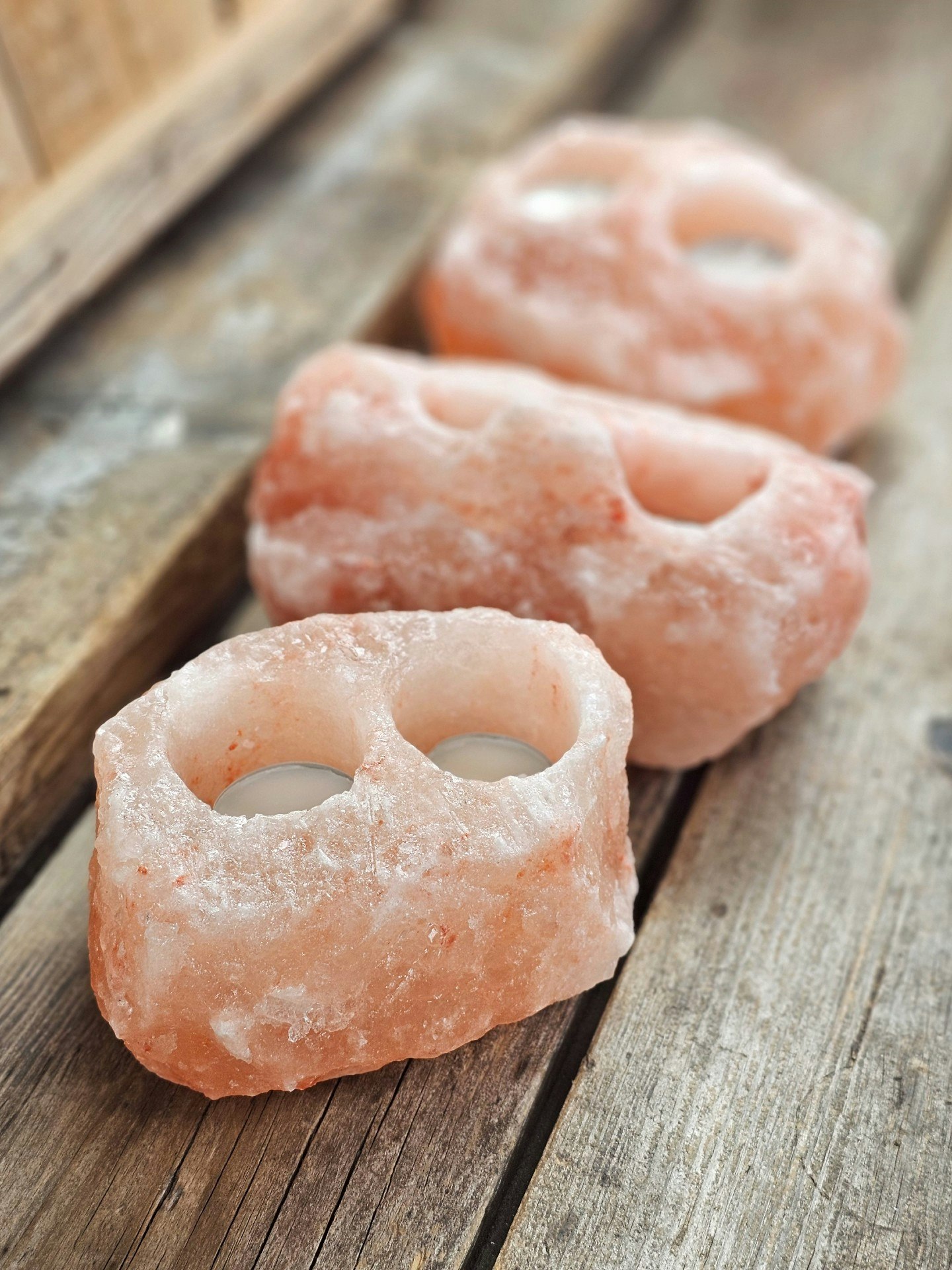 Himalaya Saltkristall, ljuslykta orange 2 hål