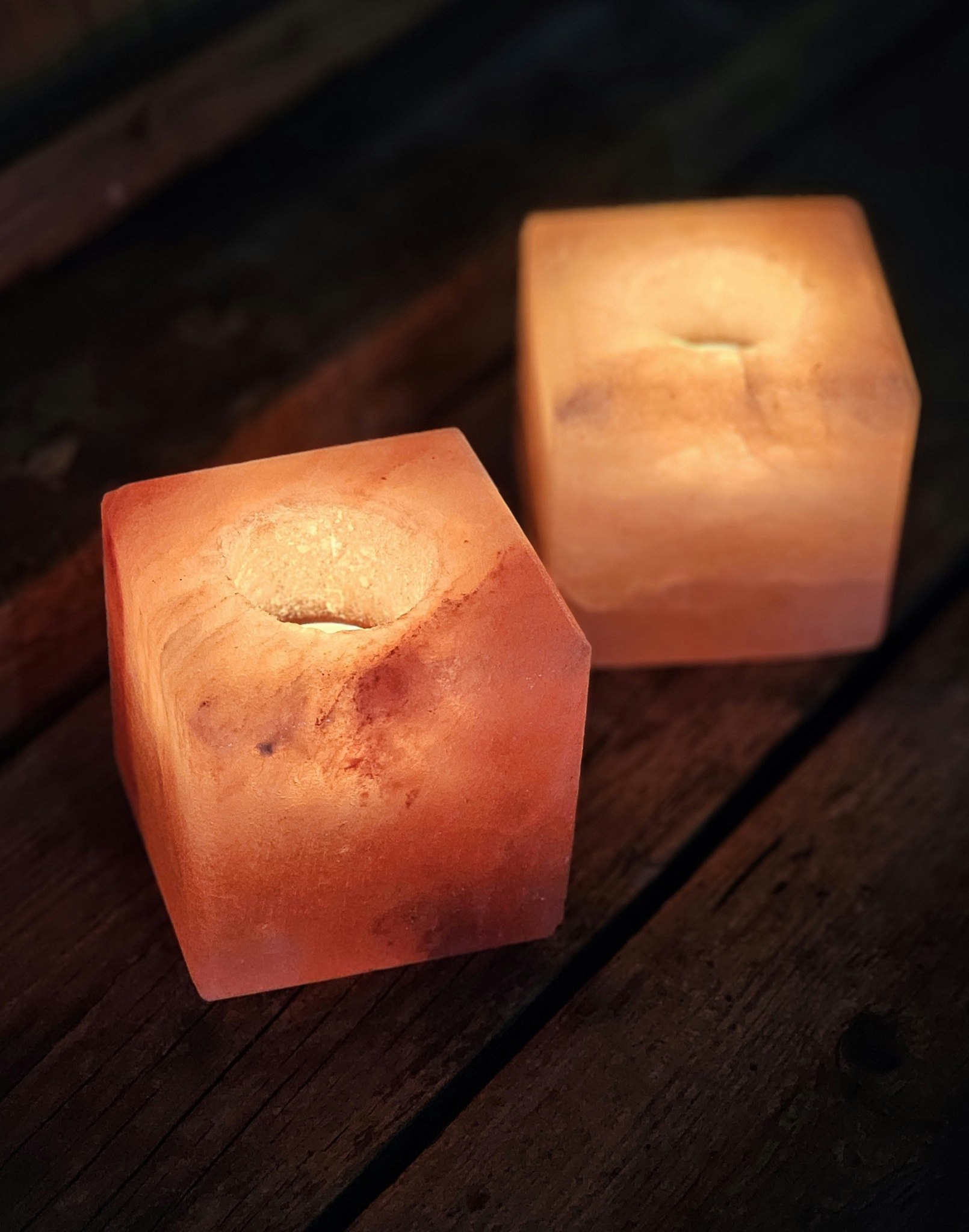 Himalaya Saltkristall, ljuslykta orange fyrkant