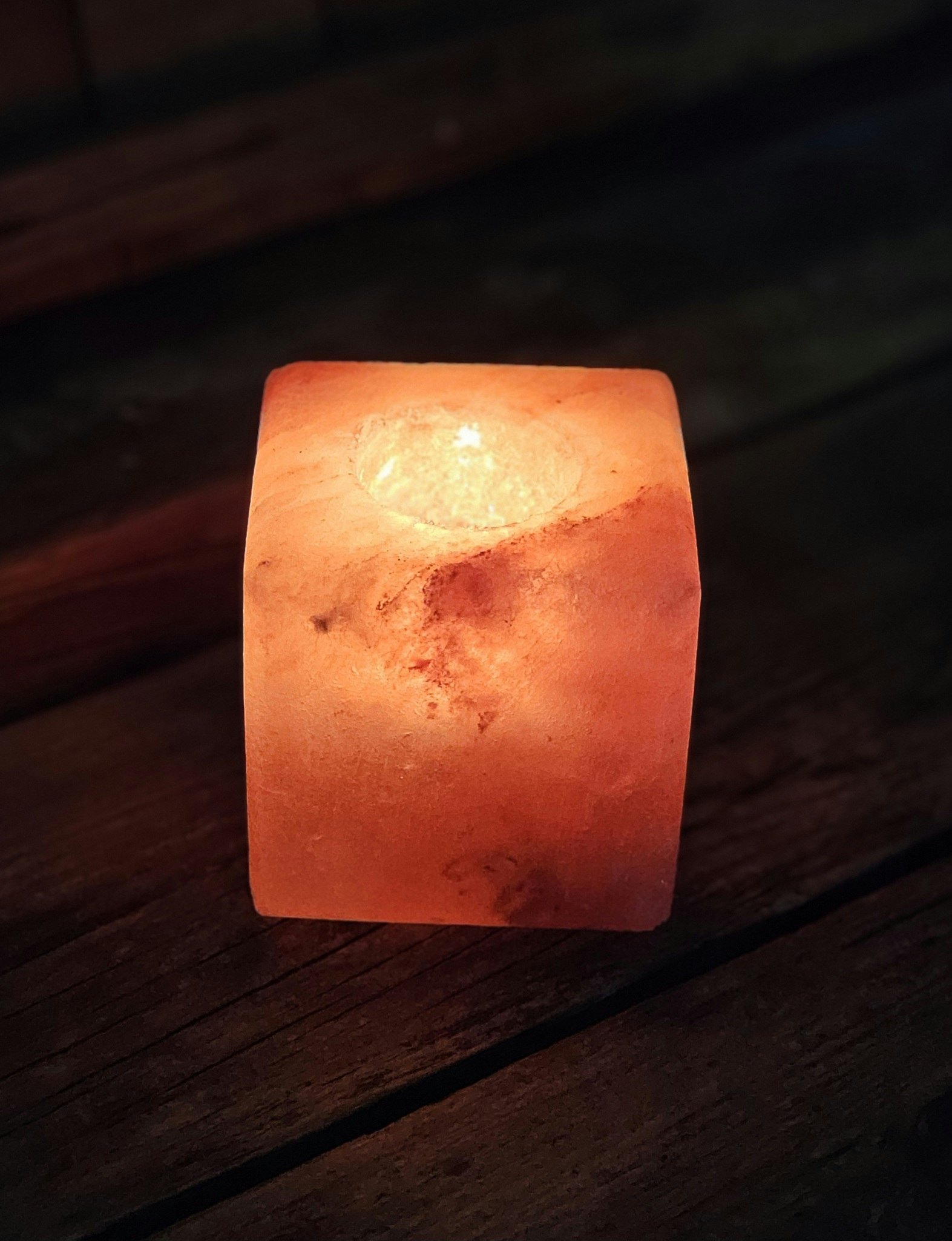 Himalaya Saltkristall, ljuslykta orange fyrkant