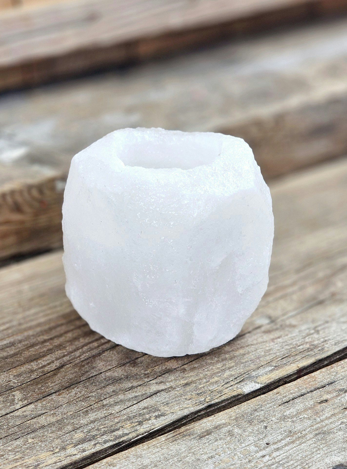 Himalaya Saltkristall, ljuslykta vit