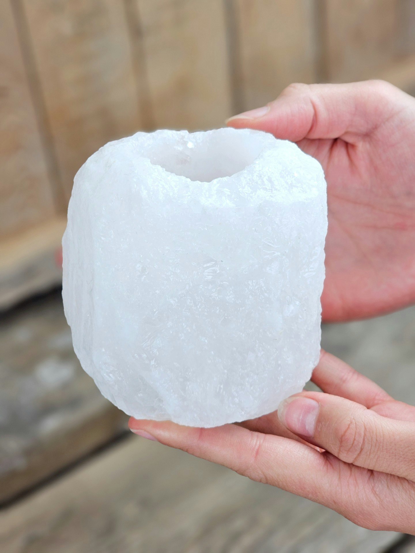 Himalaya Saltkristall, ljuslykta vit