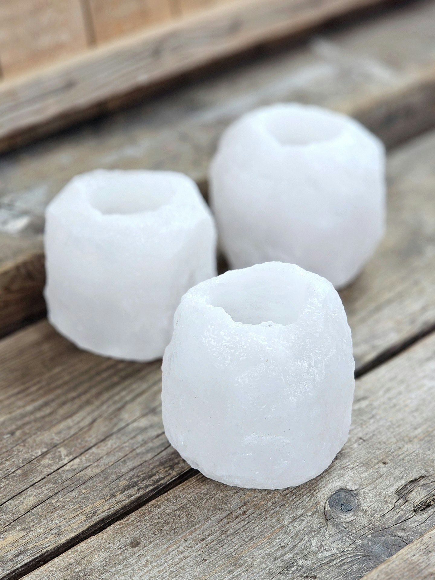 Himalaya Saltkristall, ljuslykta vit