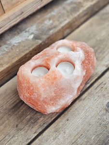 Himalaya Saltkristall, ljuslykta orange 3 hål