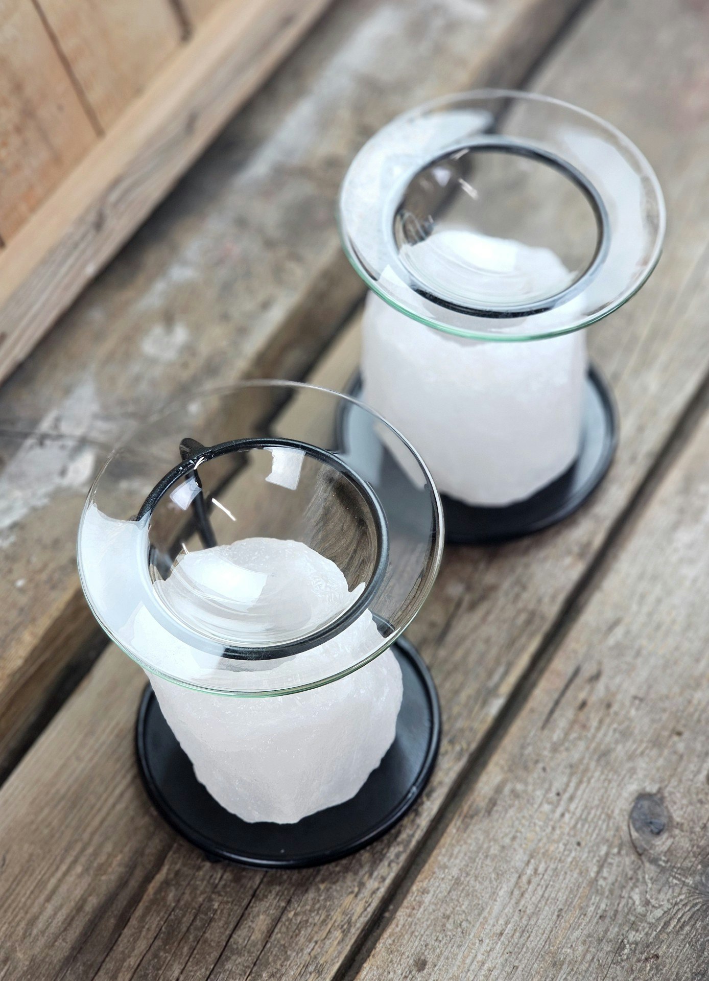 Himalaya Saltkristall, ljuslykta vit diffuser