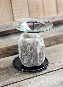 Himalaya Saltkristall, ljuslykta svart diffuser