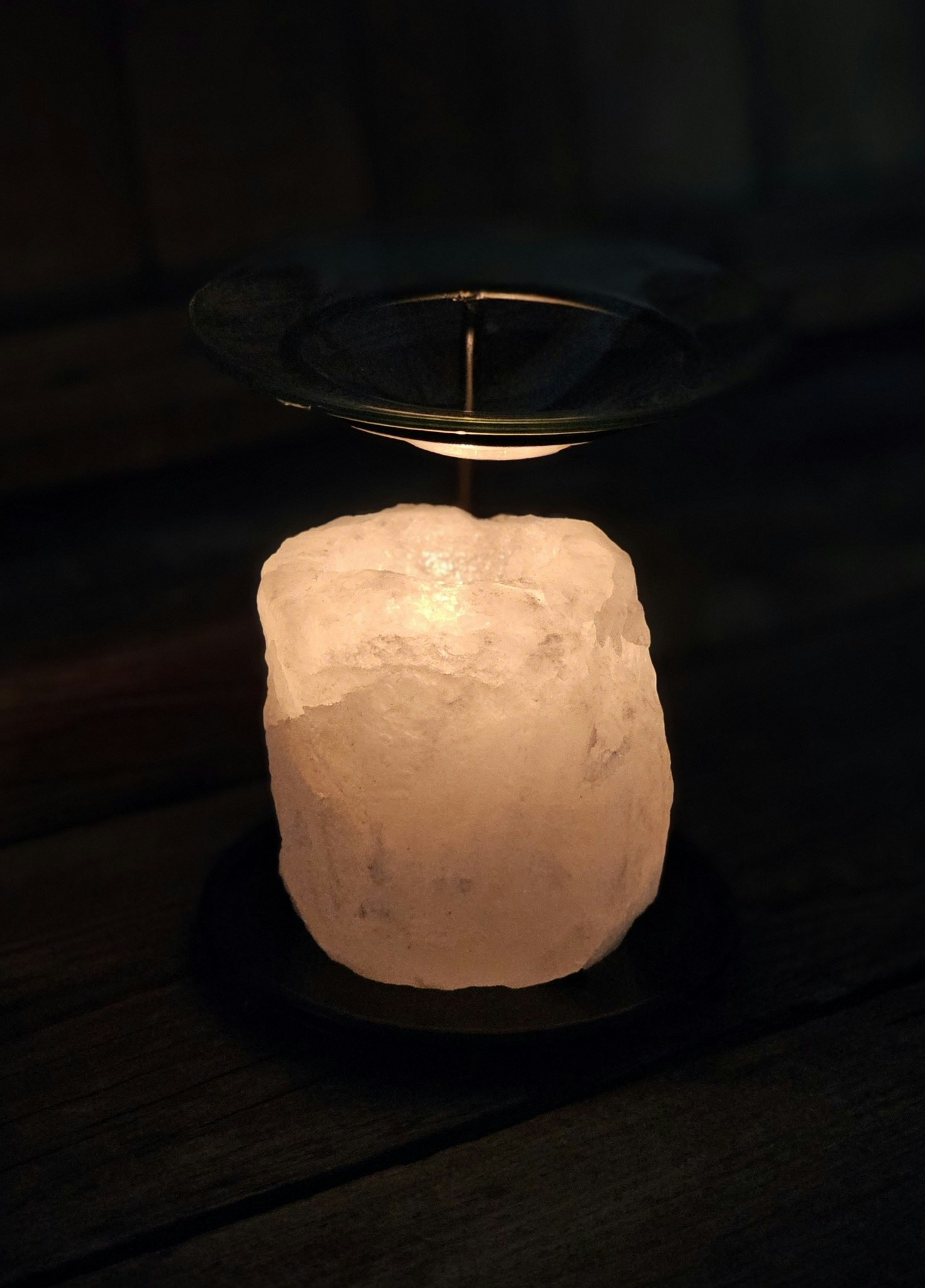 Himalaya Saltkristall, ljuslykta vit diffuser