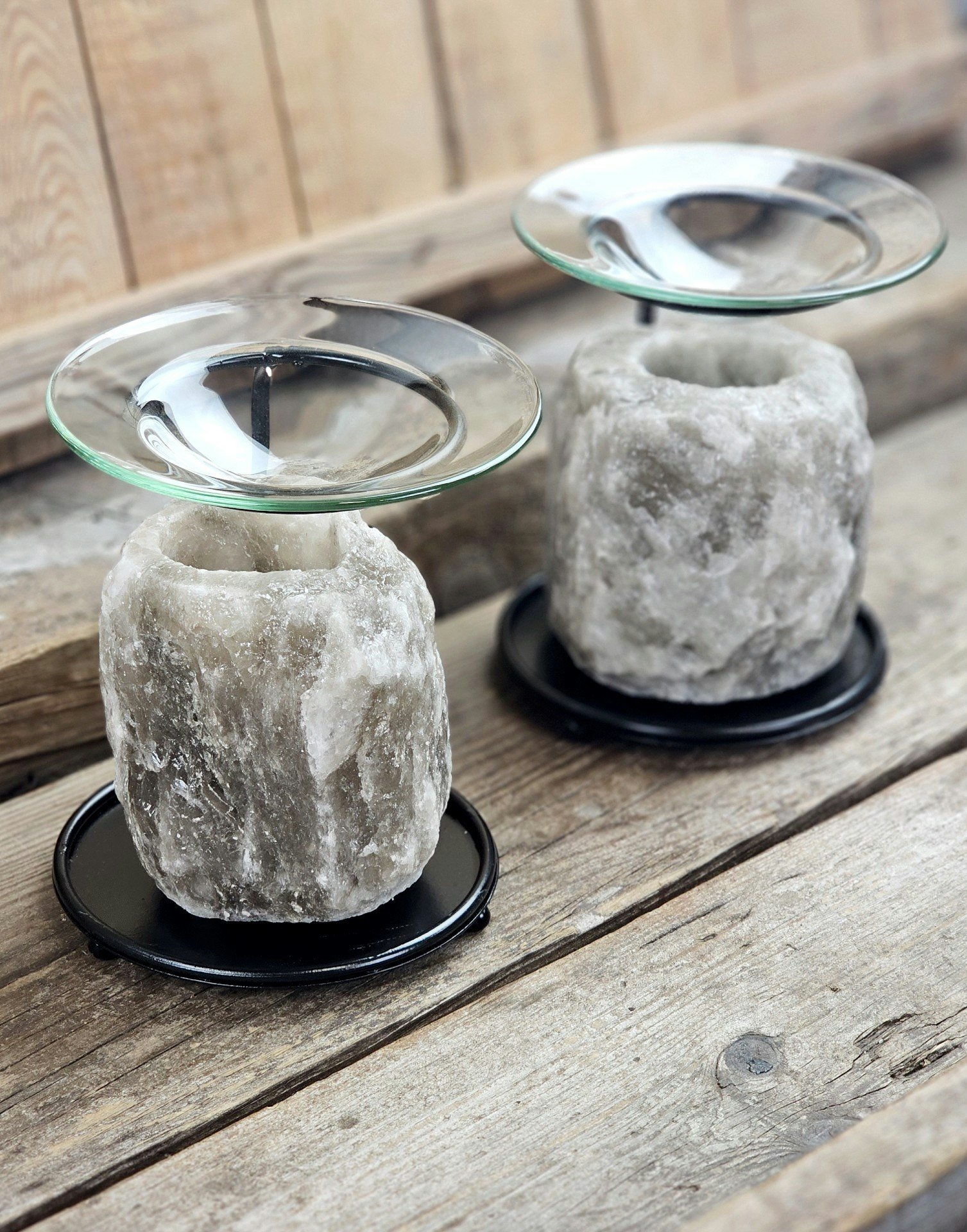 Himalaya Saltkristall, ljuslykta svart diffuser