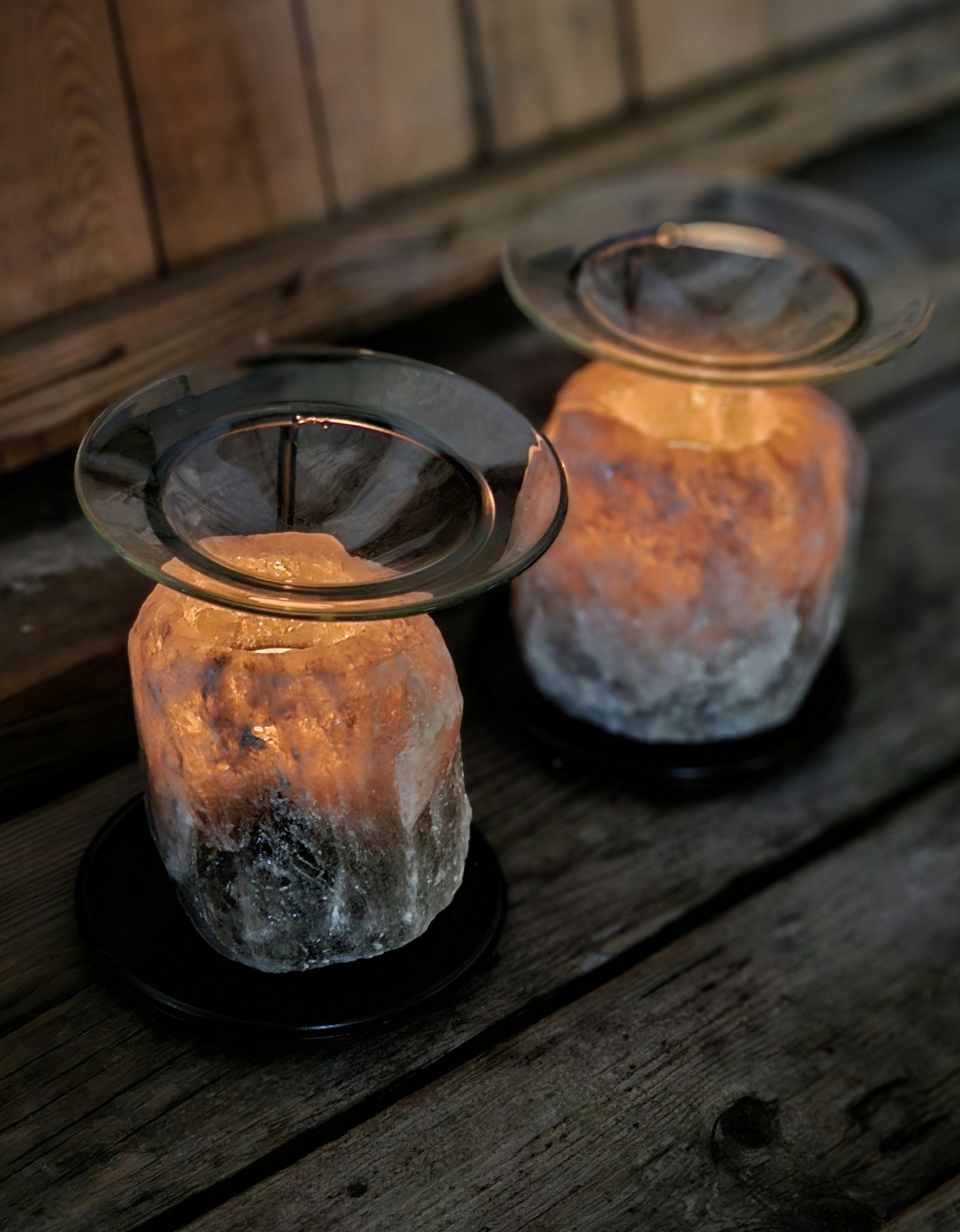 Himalaya Saltkristall, ljuslykta svart diffuser