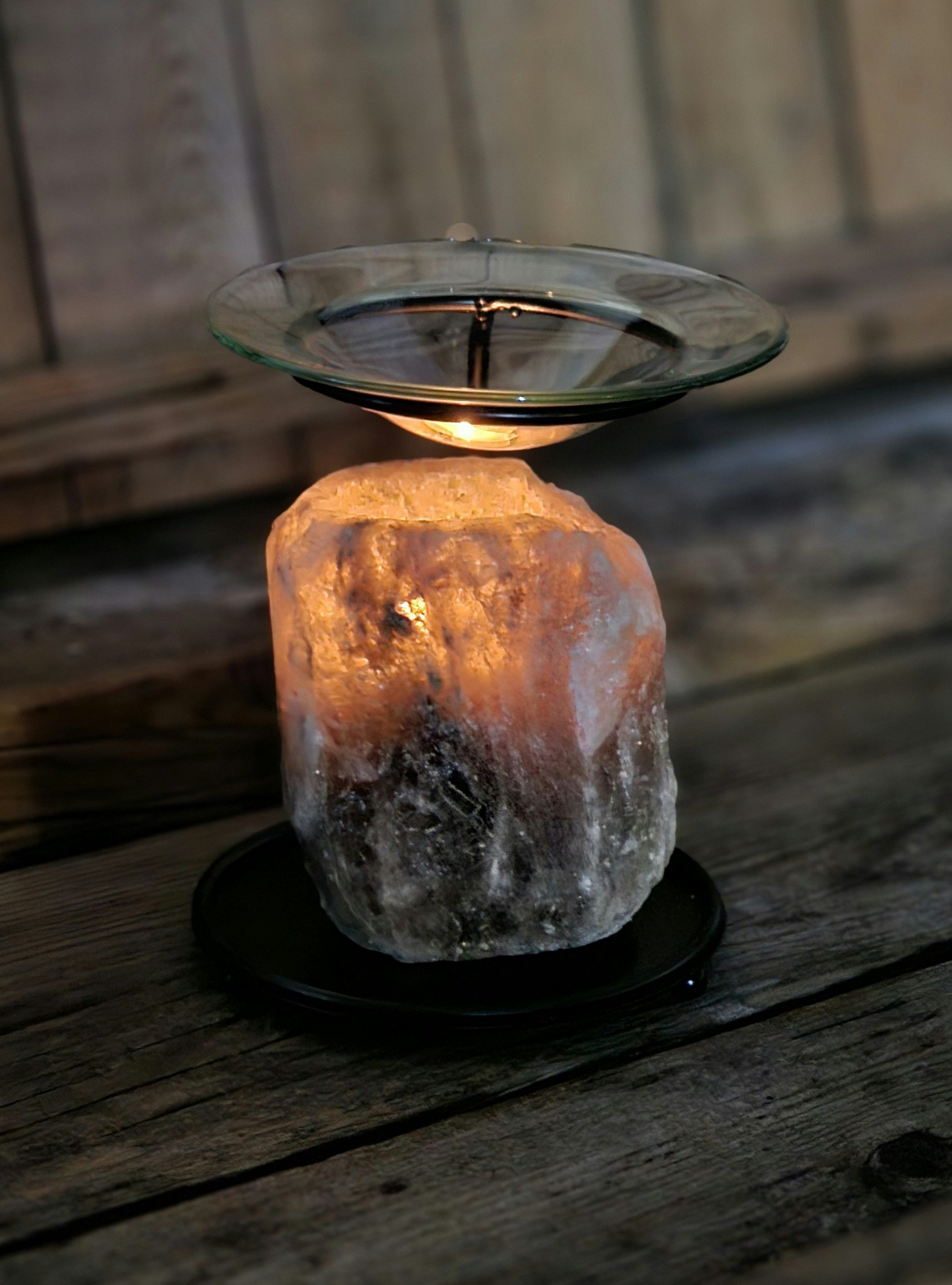 Himalaya Saltkristall, ljuslykta svart diffuser
