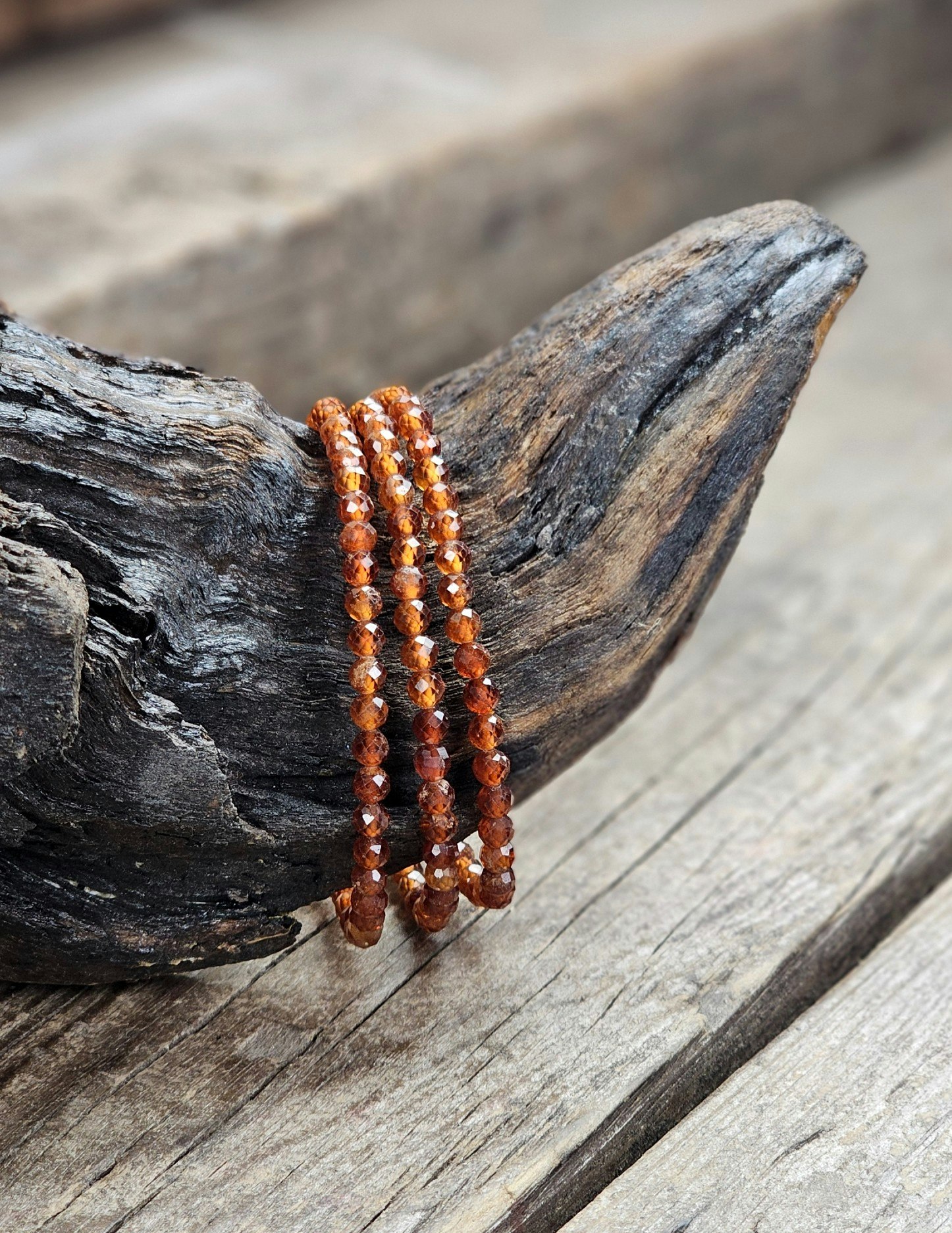 Spessartin Granat, armband 4mm facetterade pärlor