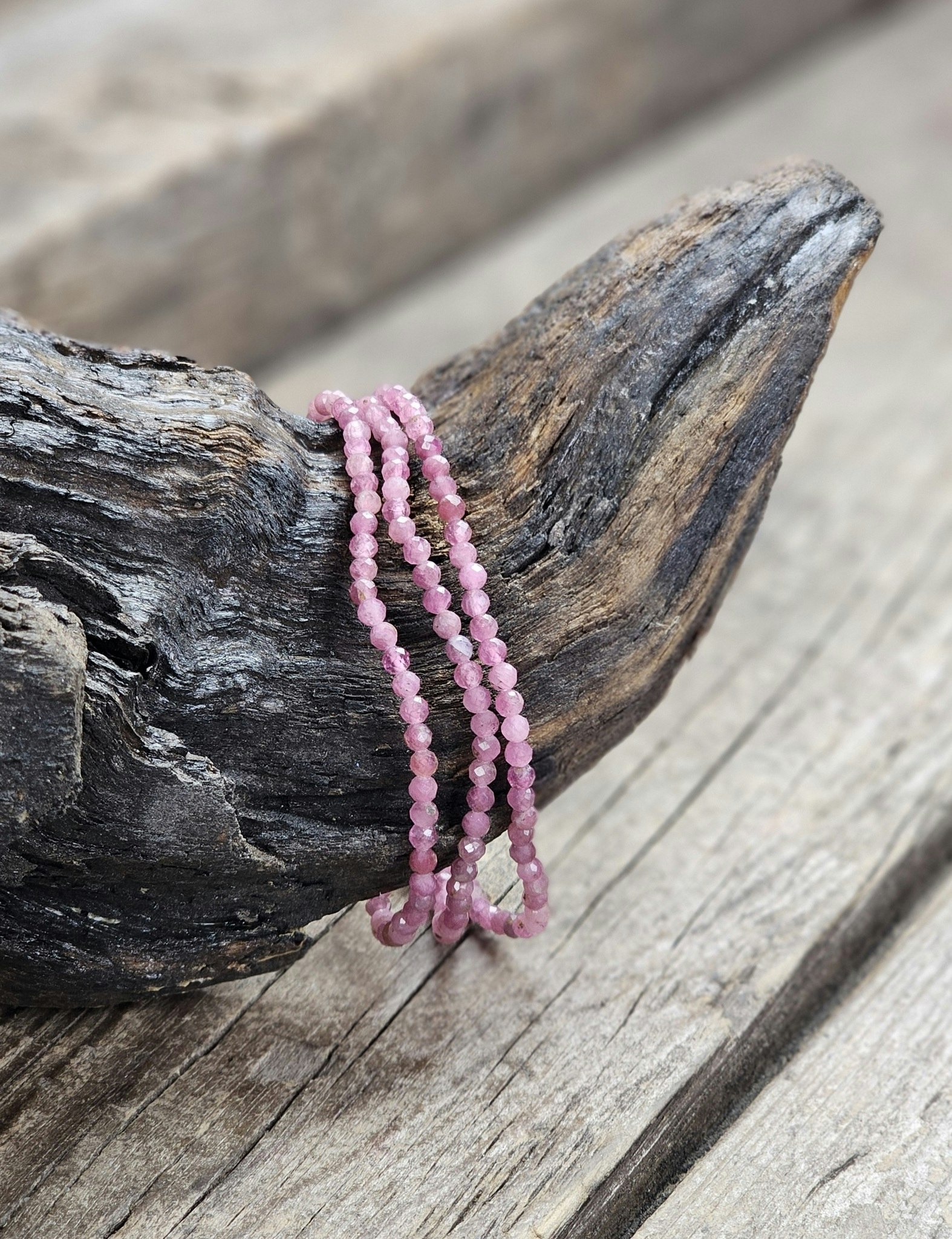 Rosa Turmalin, armband 4mm facetterade pärlor