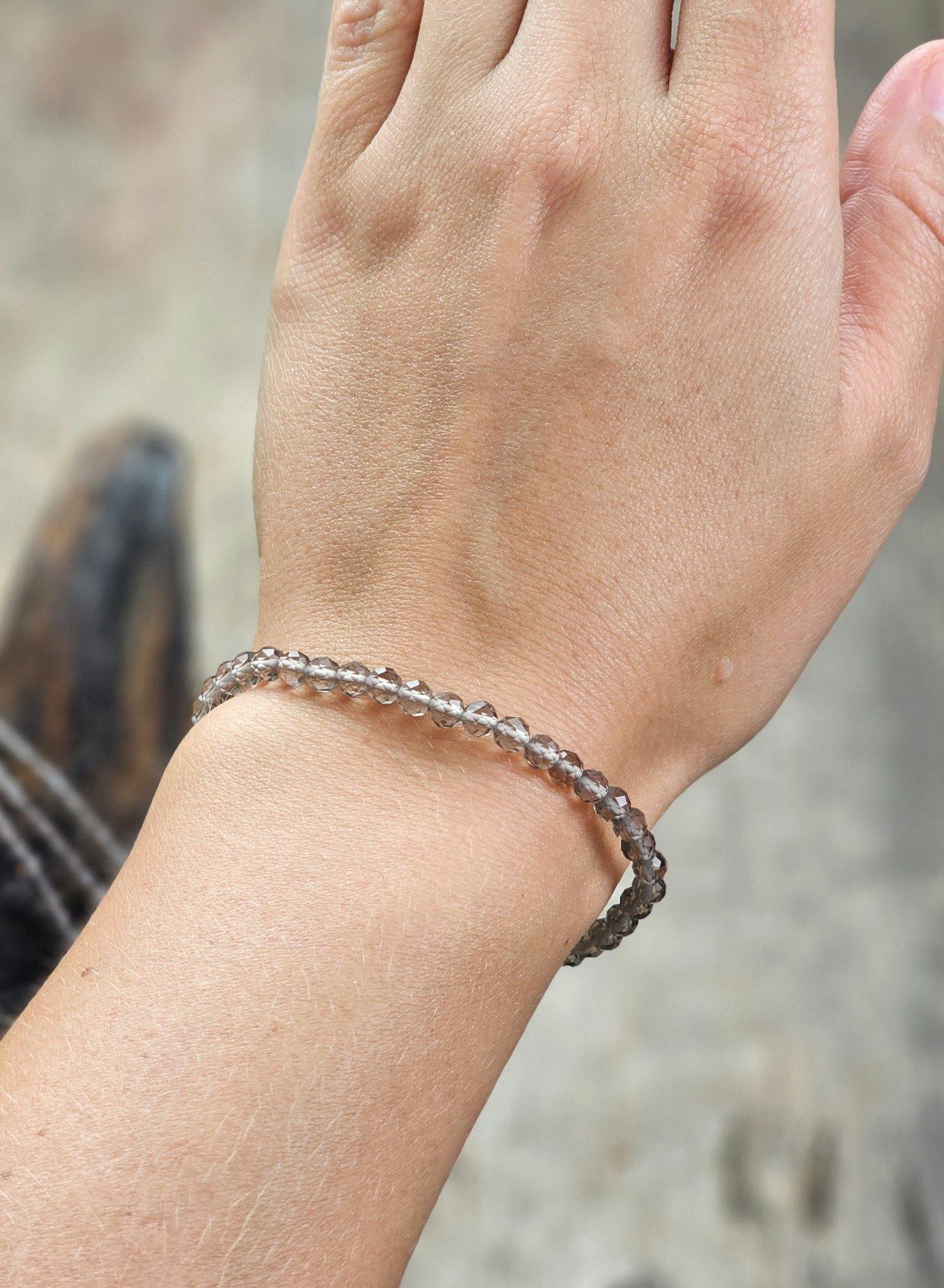 Obsidian, armband 4mm facetterade pärlor