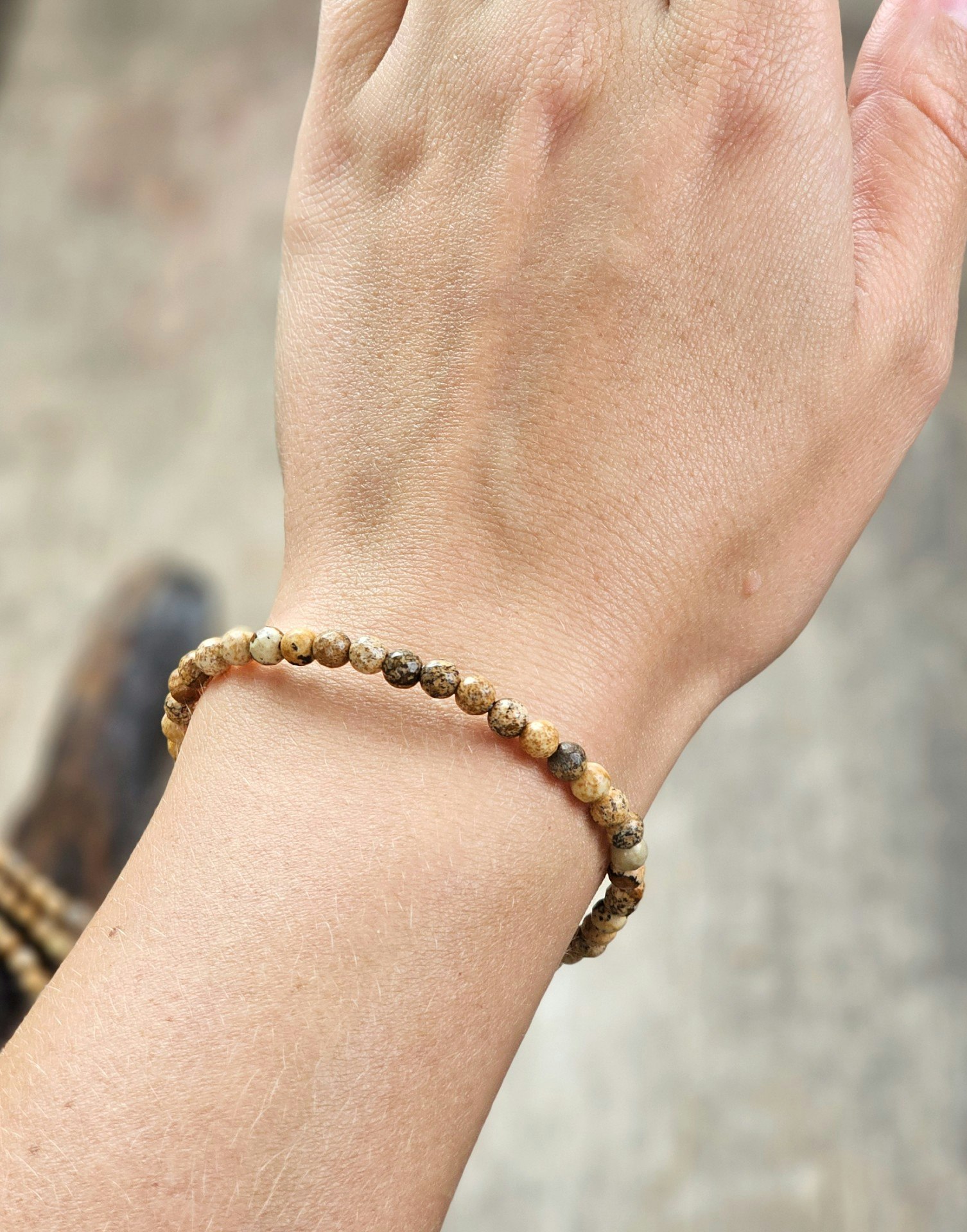 Landskapsjaspis, armband 4mm facetterade pärlor