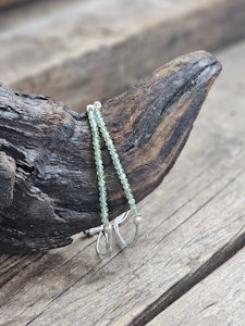 Grön Granat, armband 3mm facetterade pärlor macramé