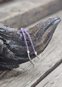 Ametist, armband 3mm facetterade pärlor macramé