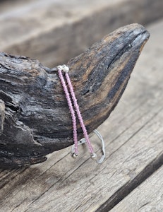 Rosa Topas, armband 3mm facetterade pärlor macramé