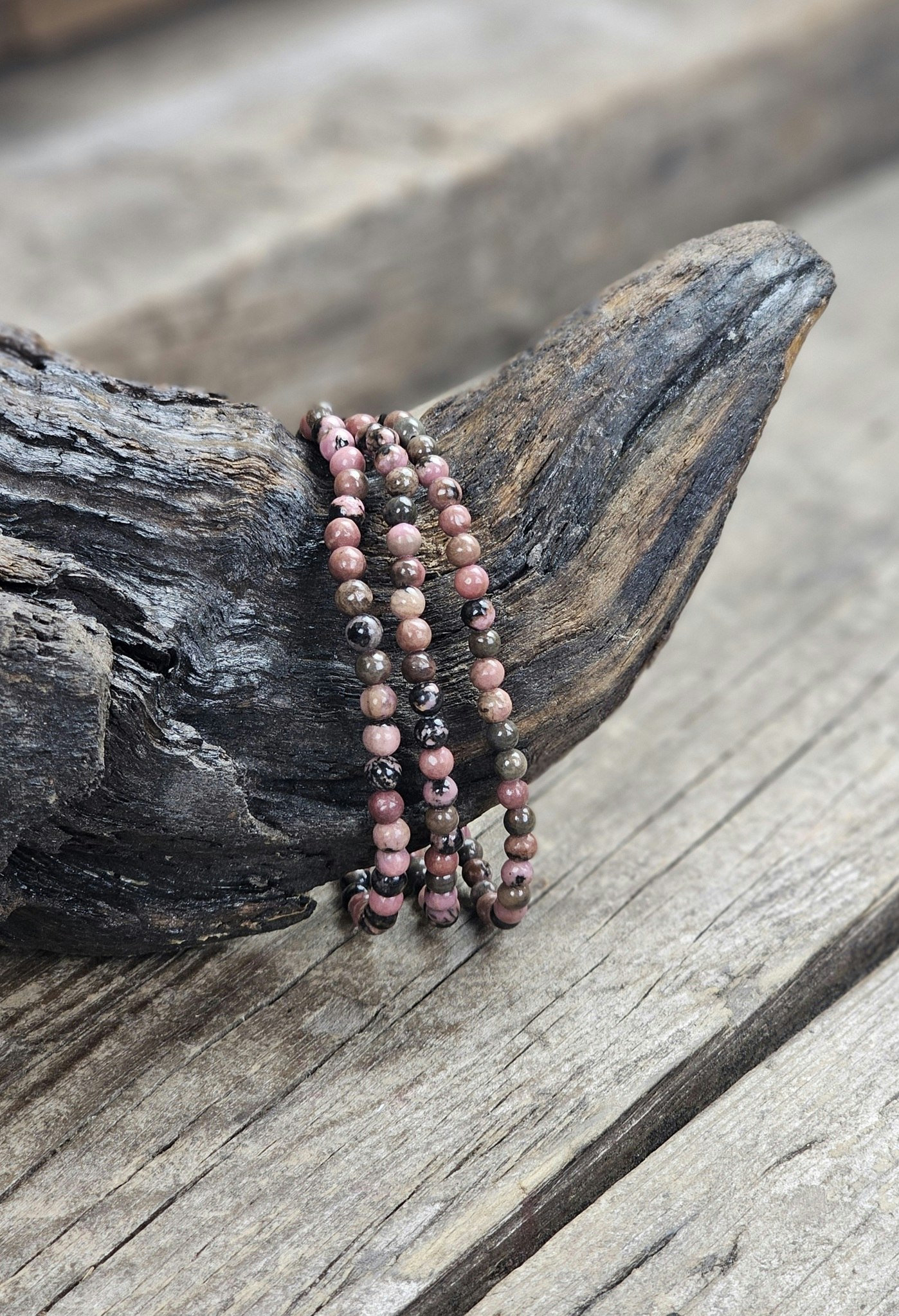 Rodonit, armband 4mm runda pärlor