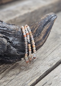 Rutilkvarts och Lodolit mix, armband 4mm runda pärlor