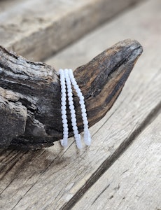 Blå Kalcedon, armband 4mm runda pärlor
