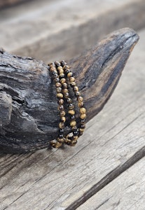 Tigeröga, armband 4mm runda pärlor