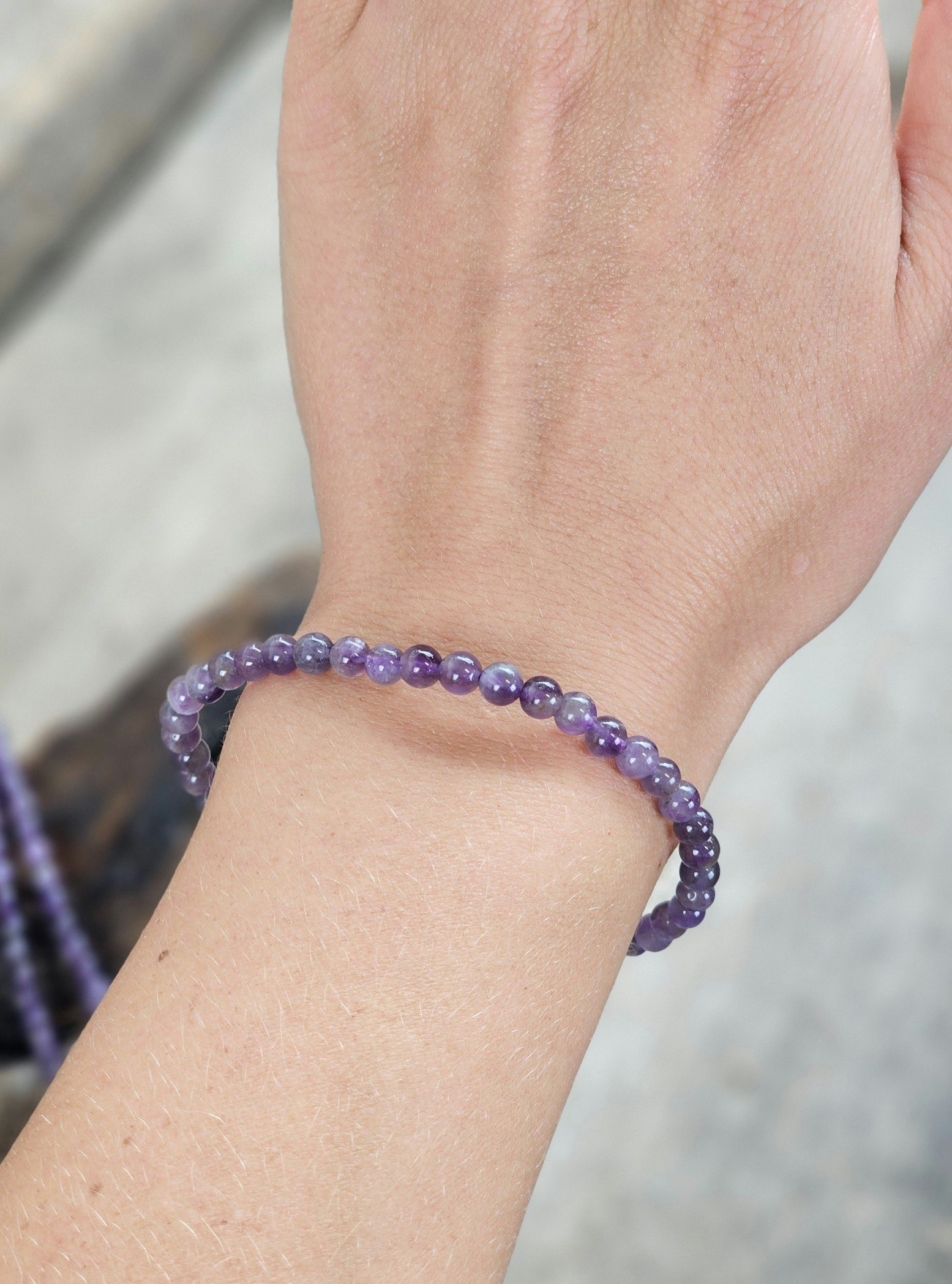 Ametist, armband 4mm runda pärlor