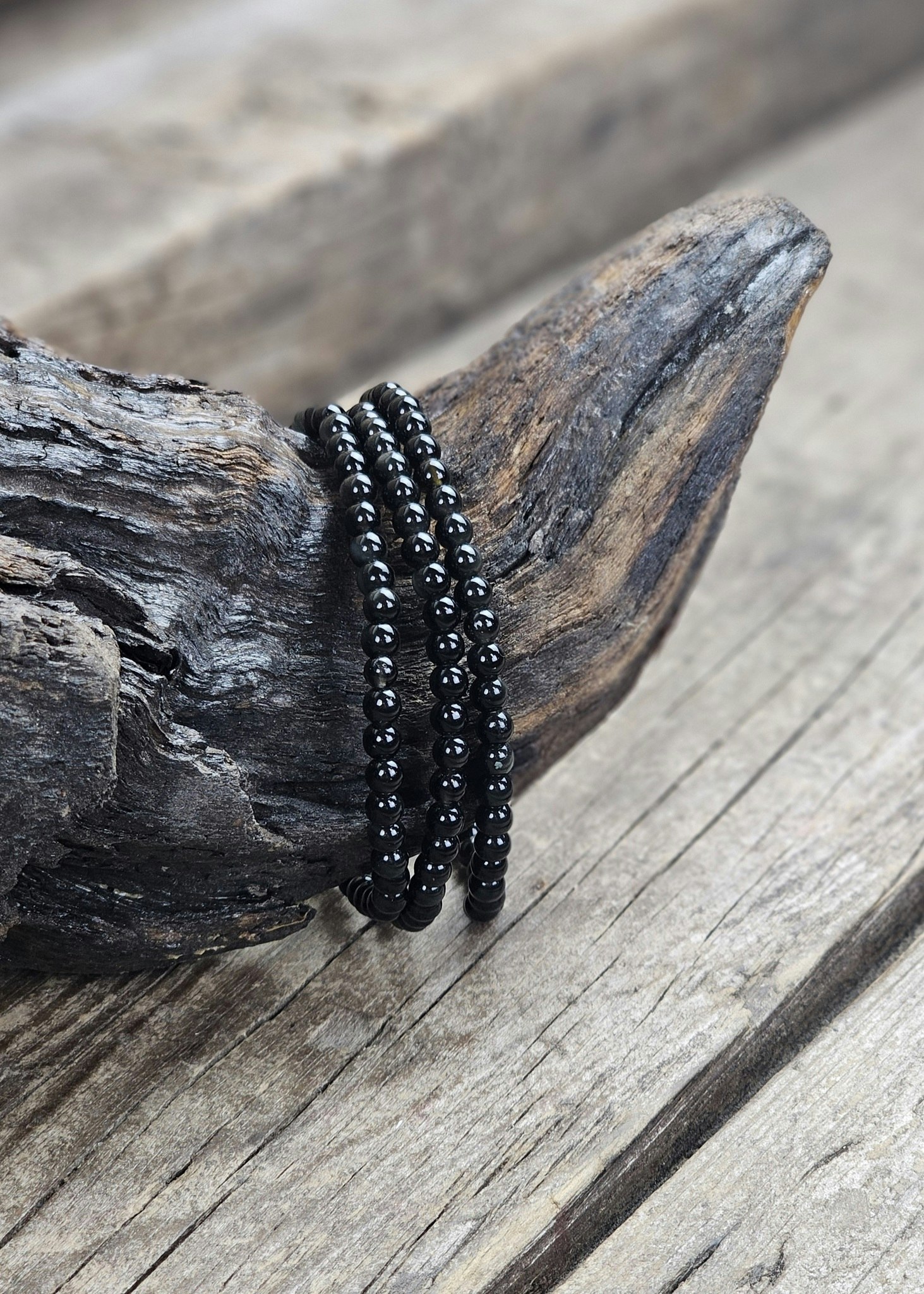 Regnbågsobsidian, armband 4mm runda pärlor