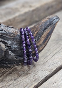 Ametist, armband 6mm runda pärlor